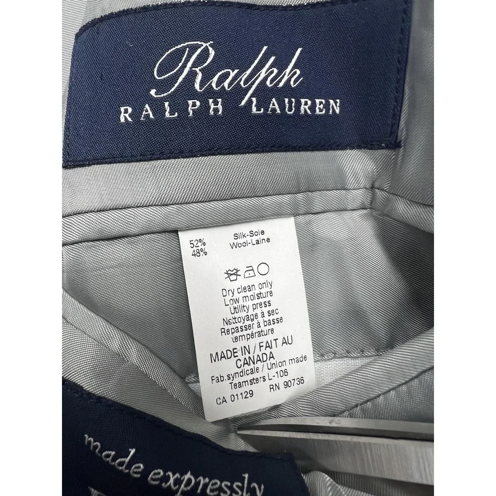 Ralph Ralph Lauren Sport Coat Mens 36R Gray Silk Wool Houndstooth Tweed Blazer